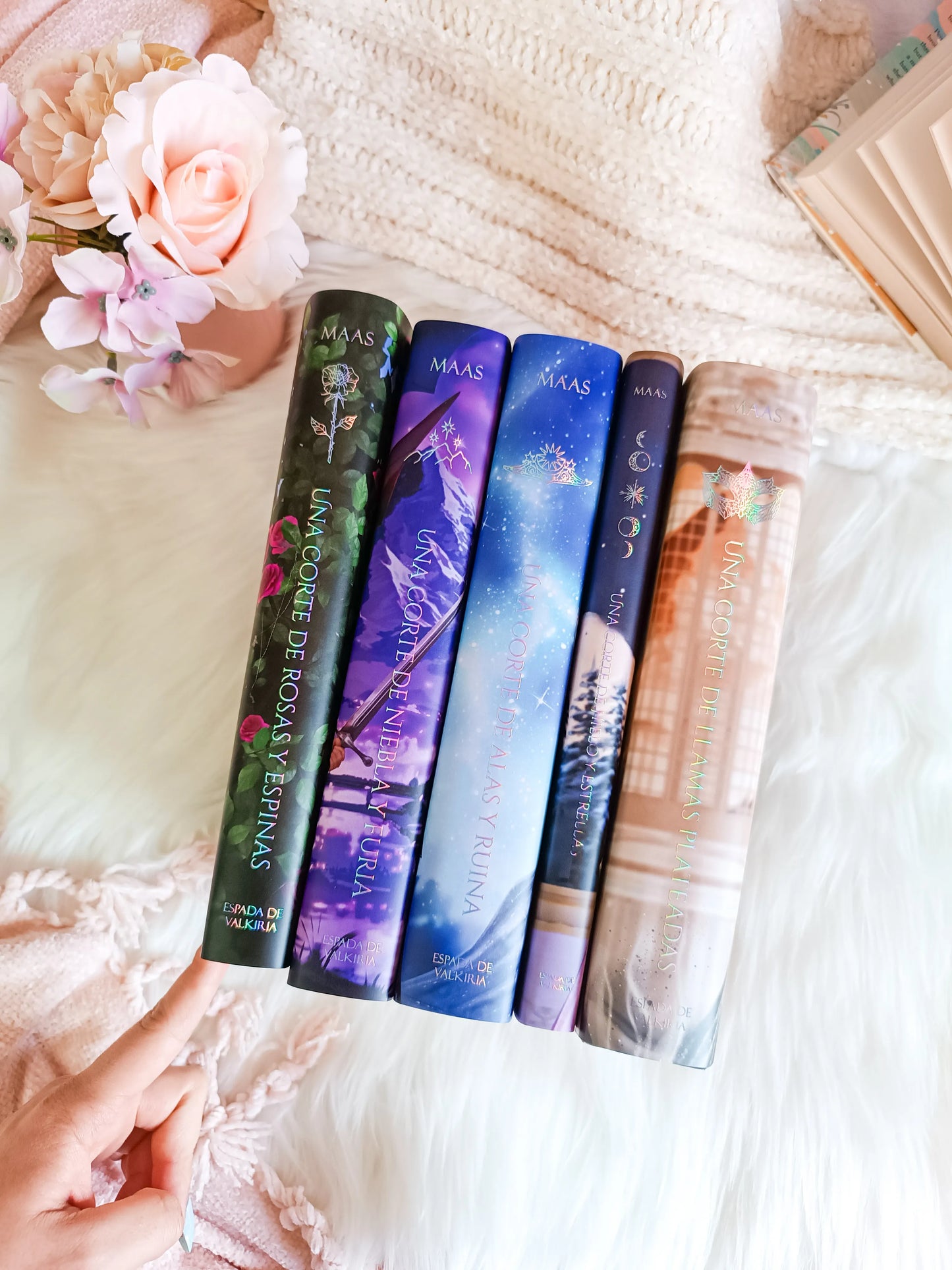 Dust jackets of the 5 ACOTAR books