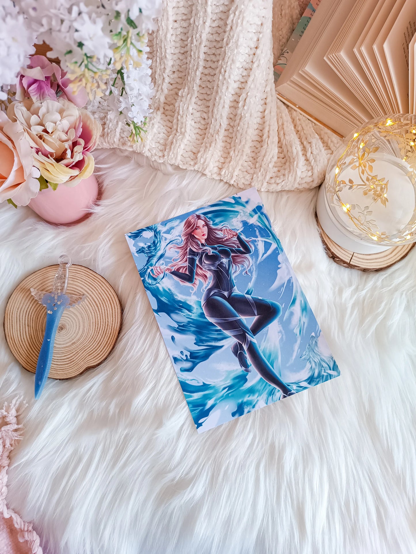 Feyre with Water Wolves Print - ACOTAR