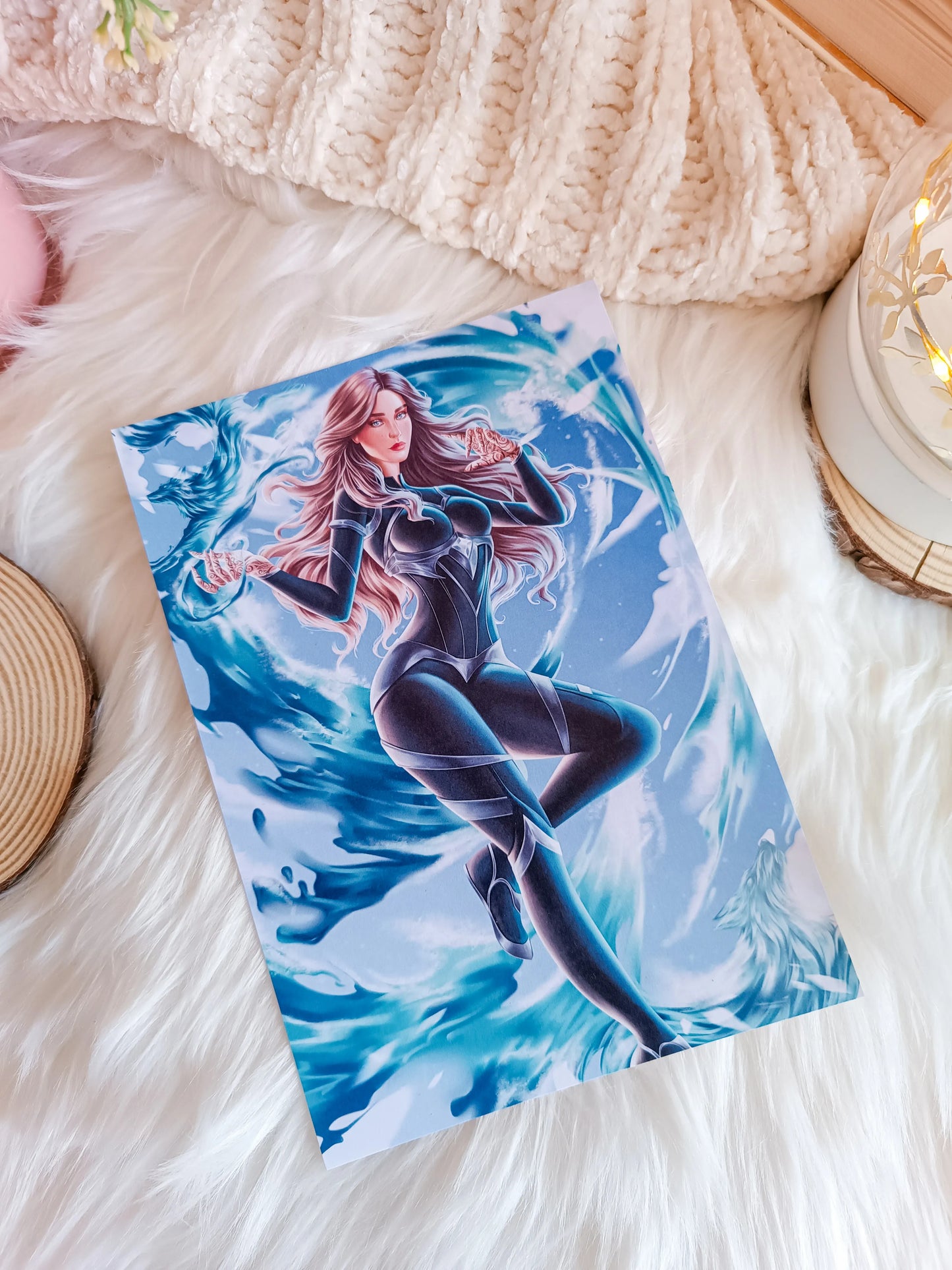 Feyre with Water Wolves Print - ACOTAR