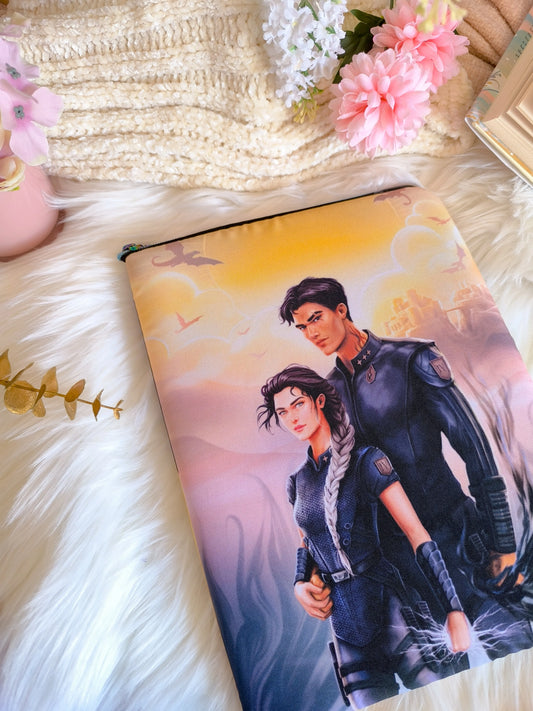 Funda de libro de Violet, Xaden, Tairn, Andarna y Sgaeyl - Alas de Sangre