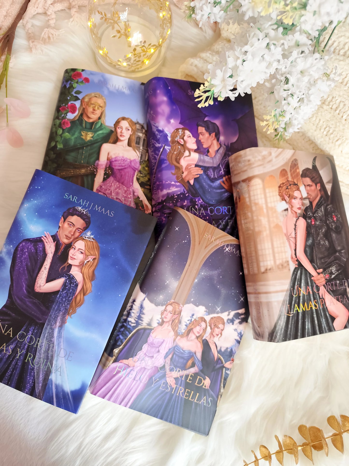Dust jackets of the 5 ACOTAR books
