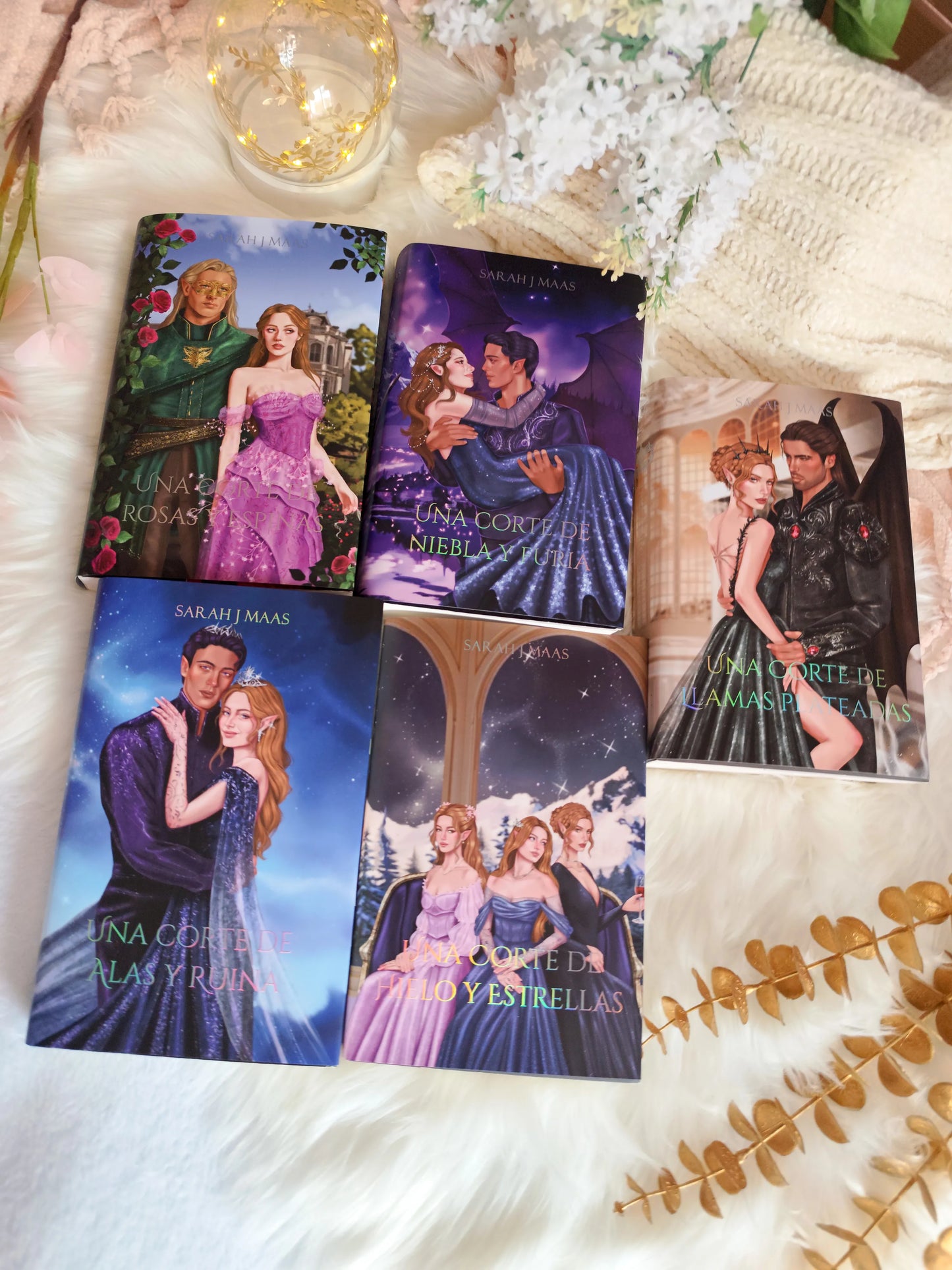 Dust jackets of the 5 ACOTAR books