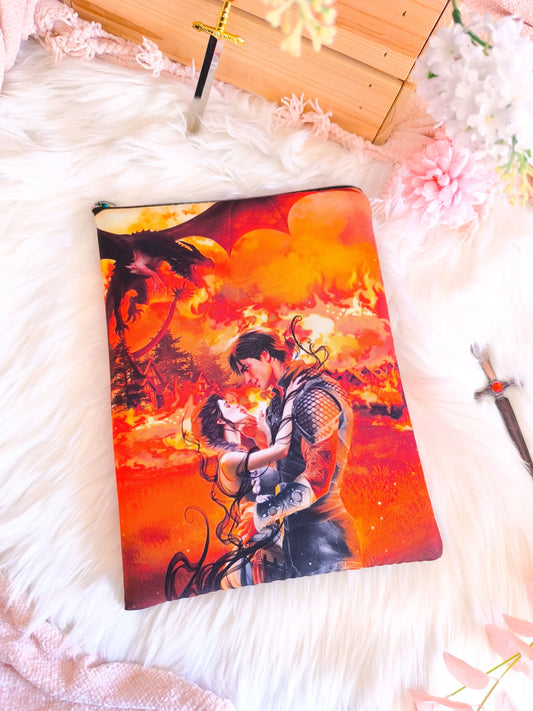 Funda de libro de Violet y Xaden en llamas - Alas de Sangre
