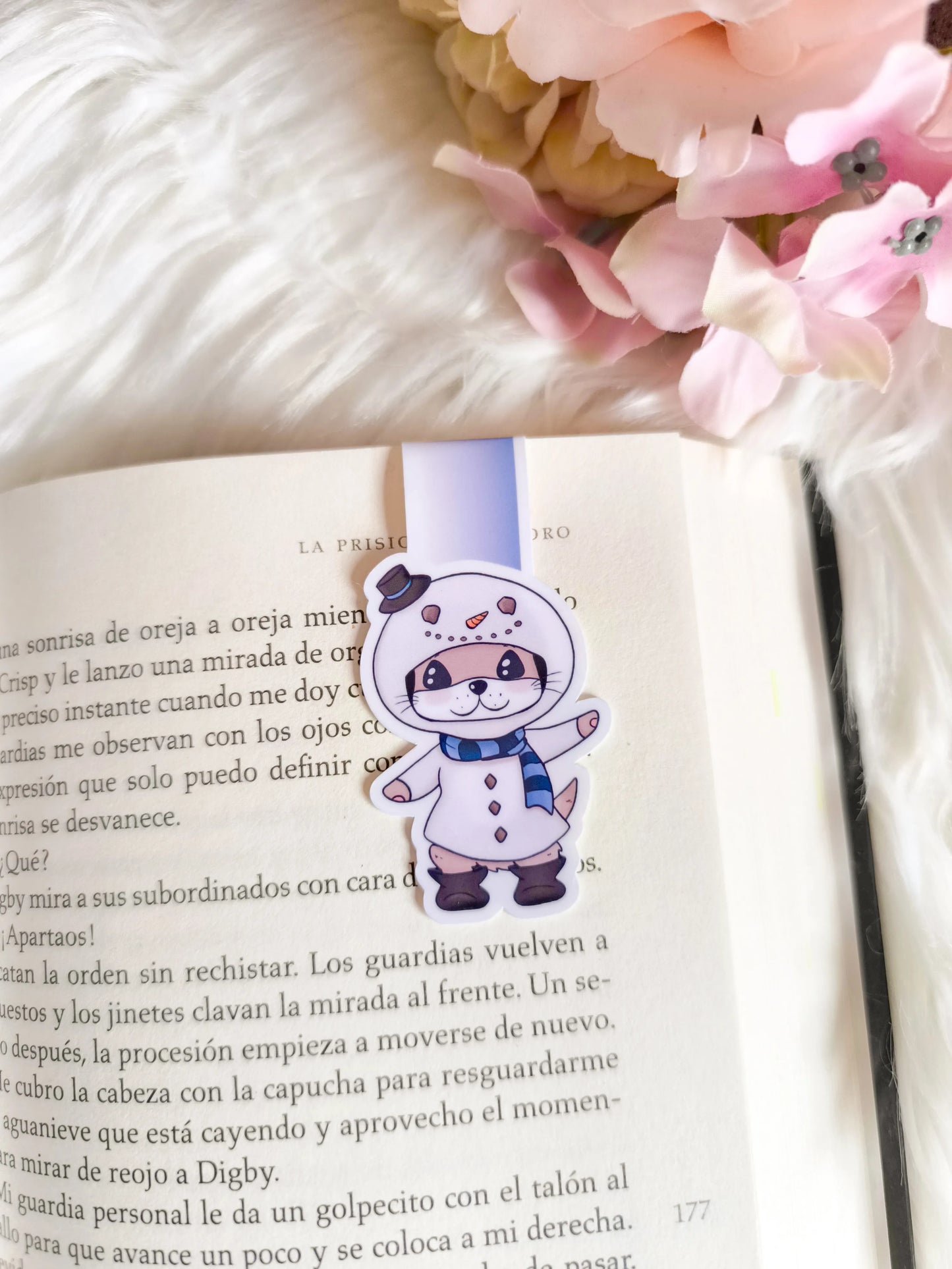 Marcapáginas magnético de Nutrias navideñas