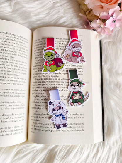 Marcapáginas magnético de Nutrias navideñas