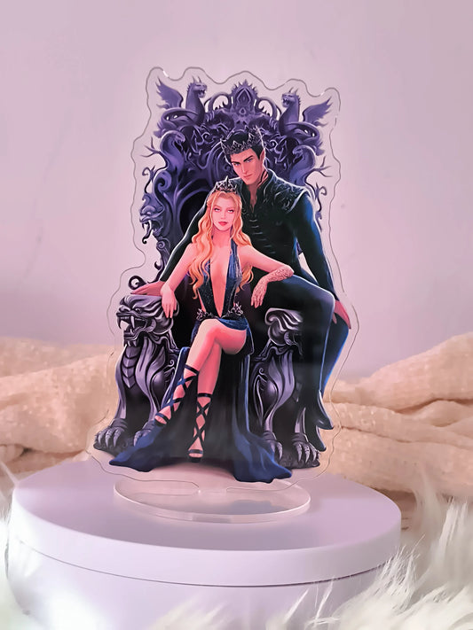Standee Feyre y Rhysand en el trono - Acotar