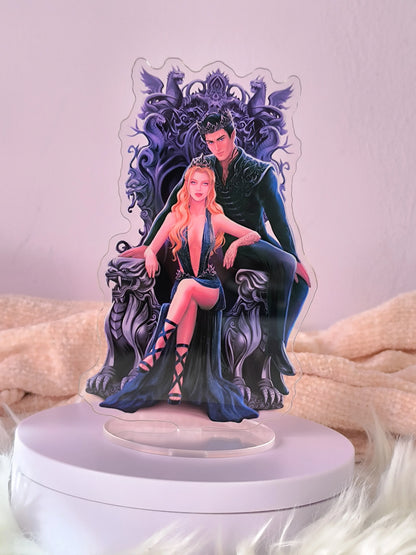 Standee Feyre y Rhysand en el trono - Acotar