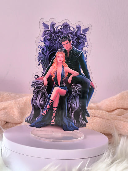 Standee Feyre y Rhysand en el trono - Acotar